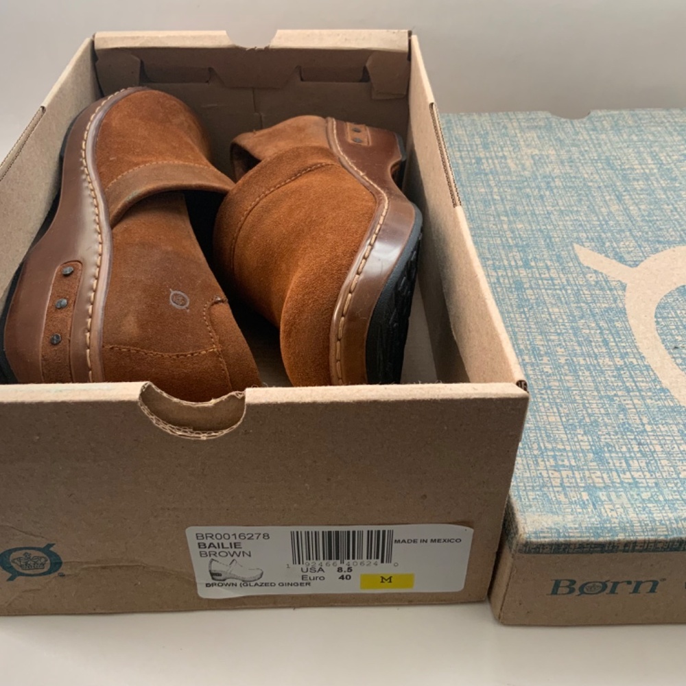 Born Bailie Clog Brown Leather Suede Women’s Comfortable Shoes size 8.5 40 - Picture 8 of 13